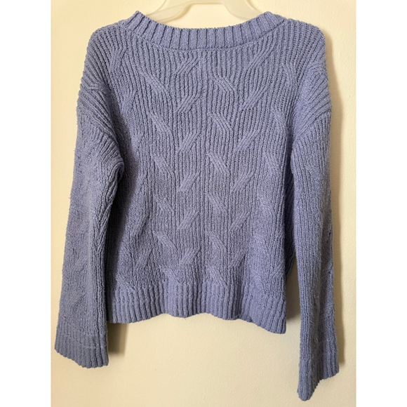 Women's C&C California Periwinkle Cable Knit Crew Neck Sweater S - Picture 3 of 3